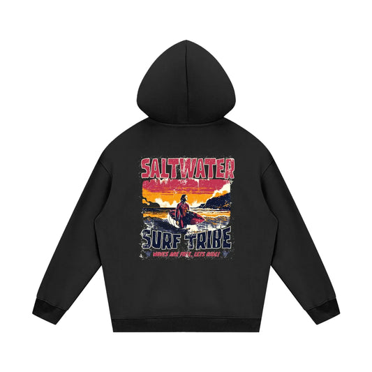 Men's Salty Tribe heavyweight fleece hoodie by Threads 626, shown in a thick, cozy fabric with a relaxed fit and casual style.