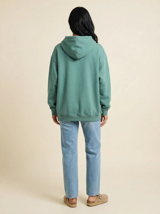 Women's Catch The Wave oversized fleece hoodie by Threads 626, featuring a cozy, fleeced fabric and wave-inspired design.