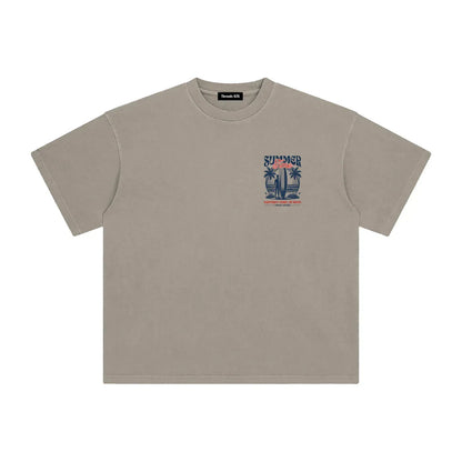 Men's Happiness Comes In Waves enzyme washed cotton t-shirt by Threads 626, featuring a relaxed fit and soft fabric.