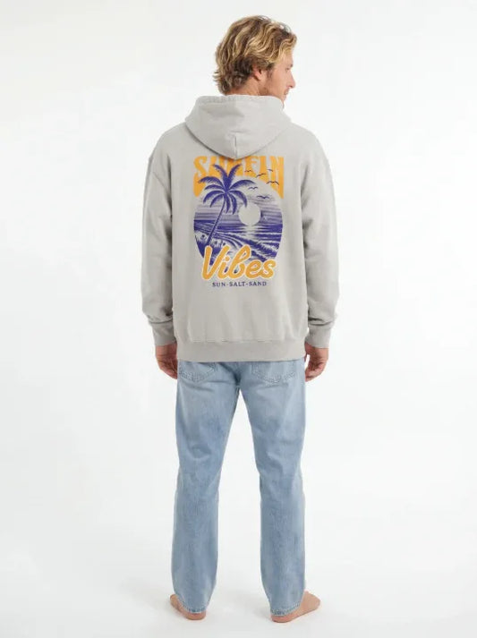 Front and back views of men's Threads 626 Vibin Vintage Washed heavyweight hoodie, showcasing the casual, distressed design and fit.